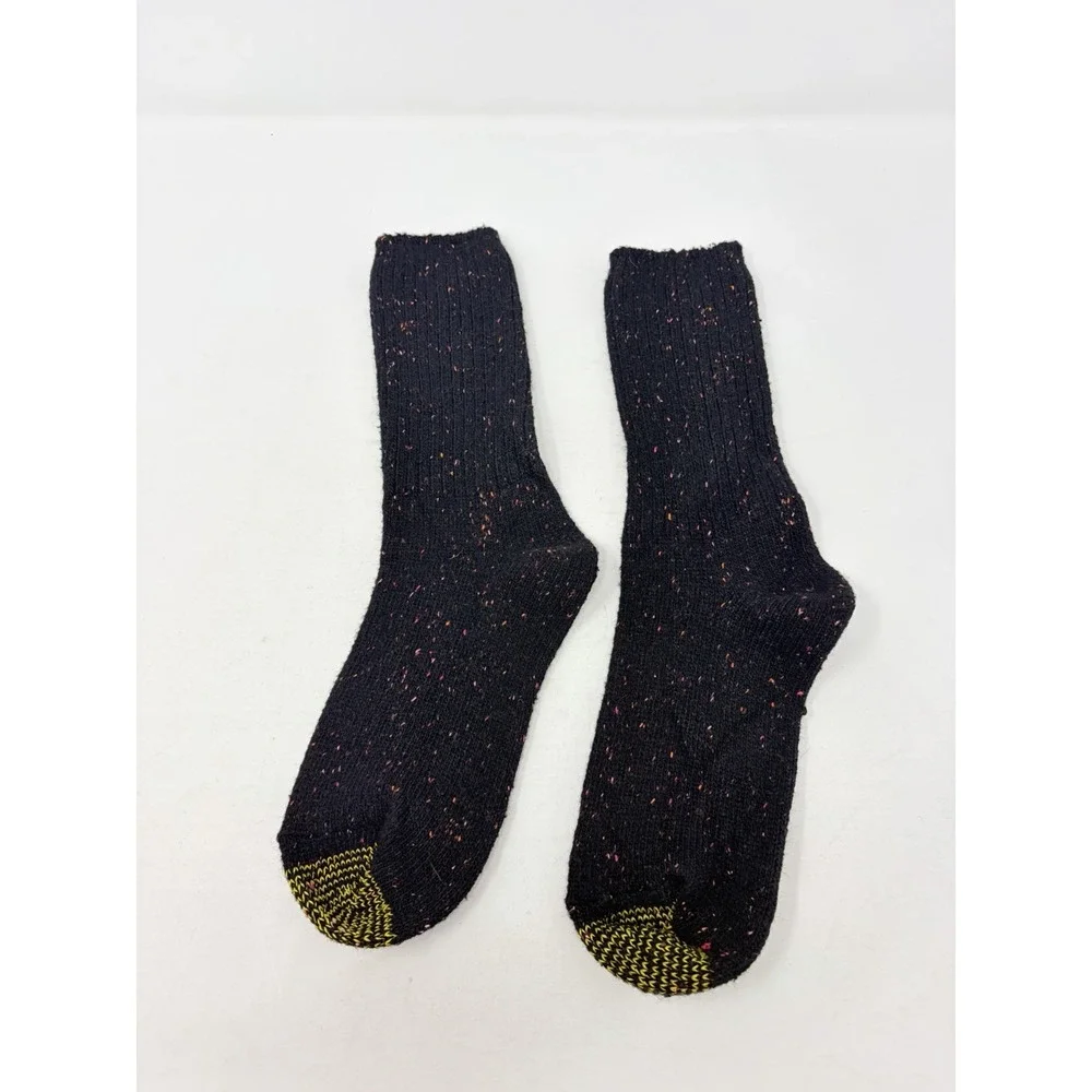 Gold Toe Womens Shoe Size 6-9 1 Pair Boyfriend Crew Boot Socks Black Speckle 309